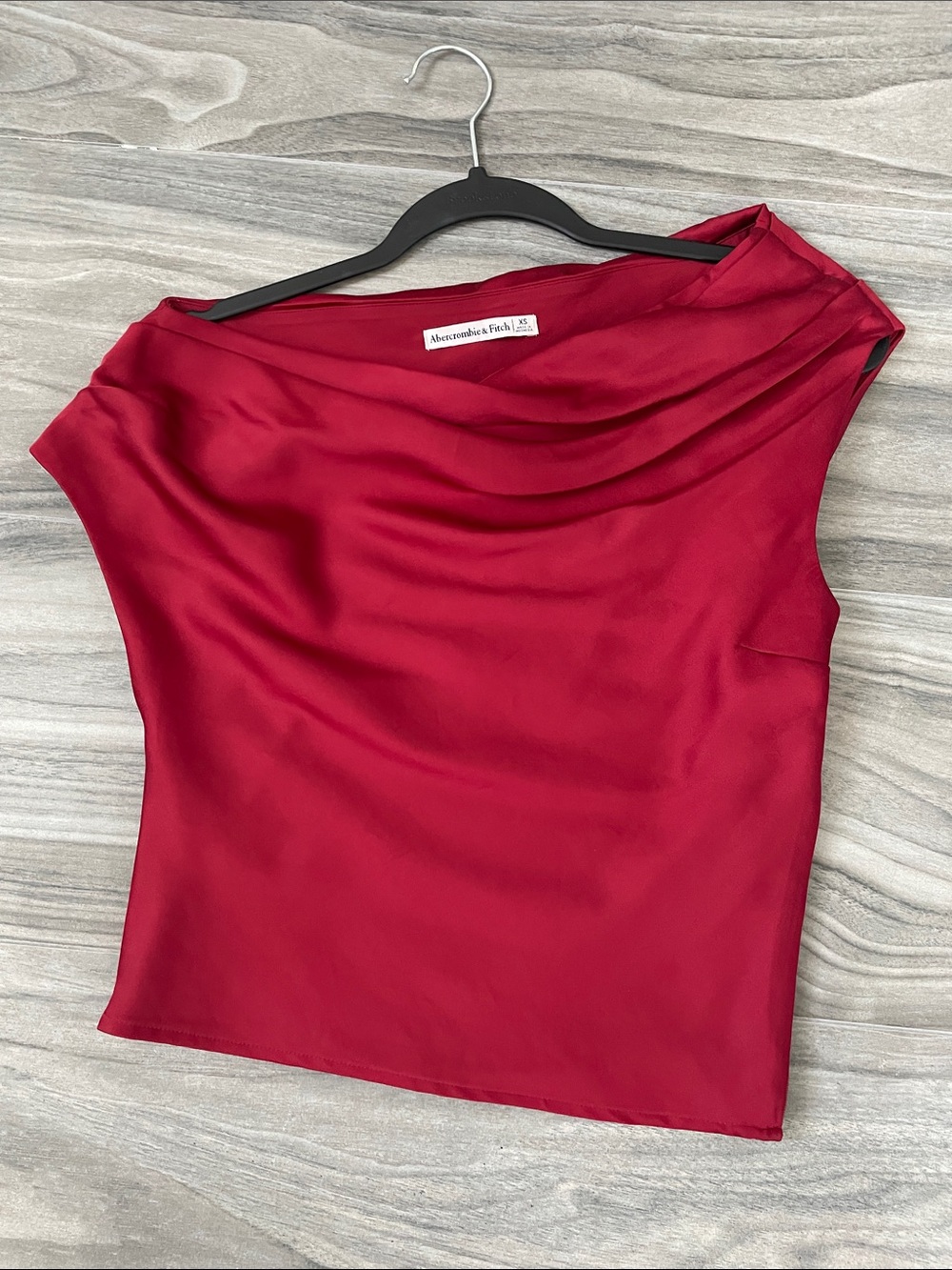 Abercrombie & Fitch Red Satin Cowl Neck off the shoulder CROP TOP